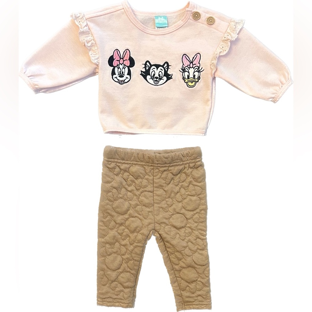 Disney Baby girls minnie, Daisy and figaro pink two piece outfit size 0-3 month